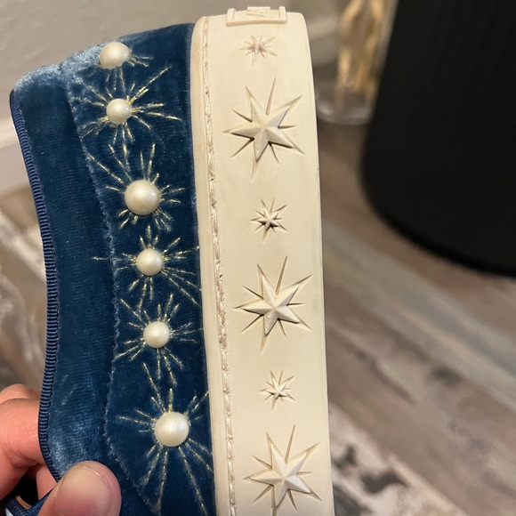 Aquazzura Ocean Blue Cosmic Pearls Slip-on Sneakers - Picture 10 of 10